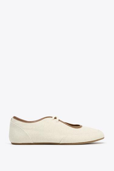 FABRIC BALLET FLATS - Ecru White by Zara