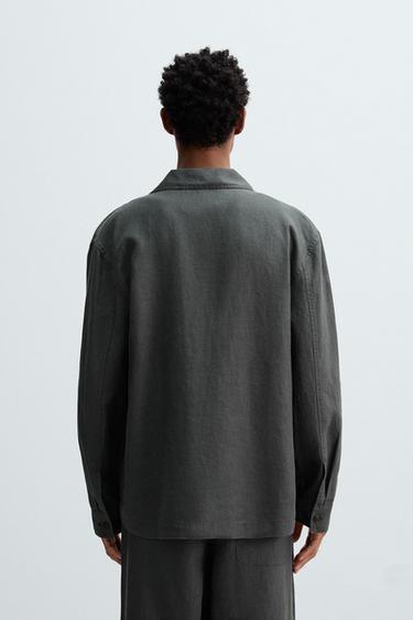 RELAXED FIT 100% HEMP OVERSHIRT - Anthracite grey by Zara - Image 2