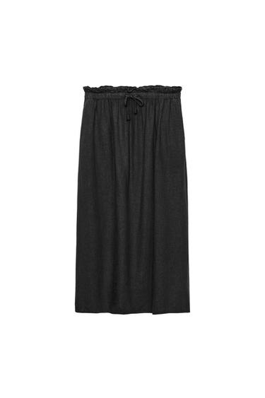 FALDA LARGA CON LINO ZW COLLECTION - Gris antracita de Zara