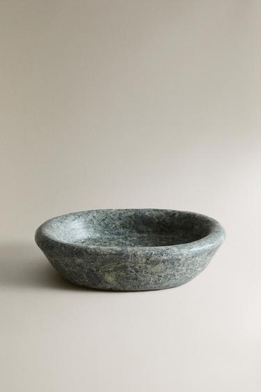 GREENISH CONCAVE MARBLE TRAY - Green by Zara