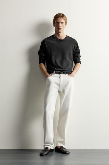 STRAIGHT-LEG JEANS - Oyster-white by Zara