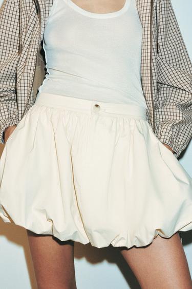 Zara BALLOON MINI SKIRT SET - Ecru