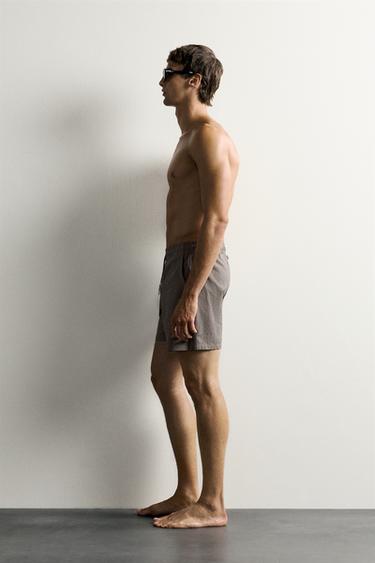 MAILLOT DE BAIN LONG À CARREAUX TEXTURÉ - Gris de Zara - Image 4