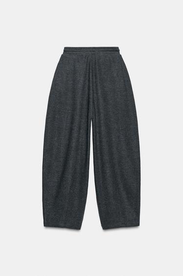 Zara BALLOON RIBBED PANTS - Dark gray