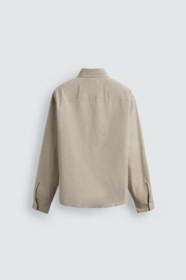 EMBROIDERED CHECK SHIRT - Ecru by Zara - Image 6