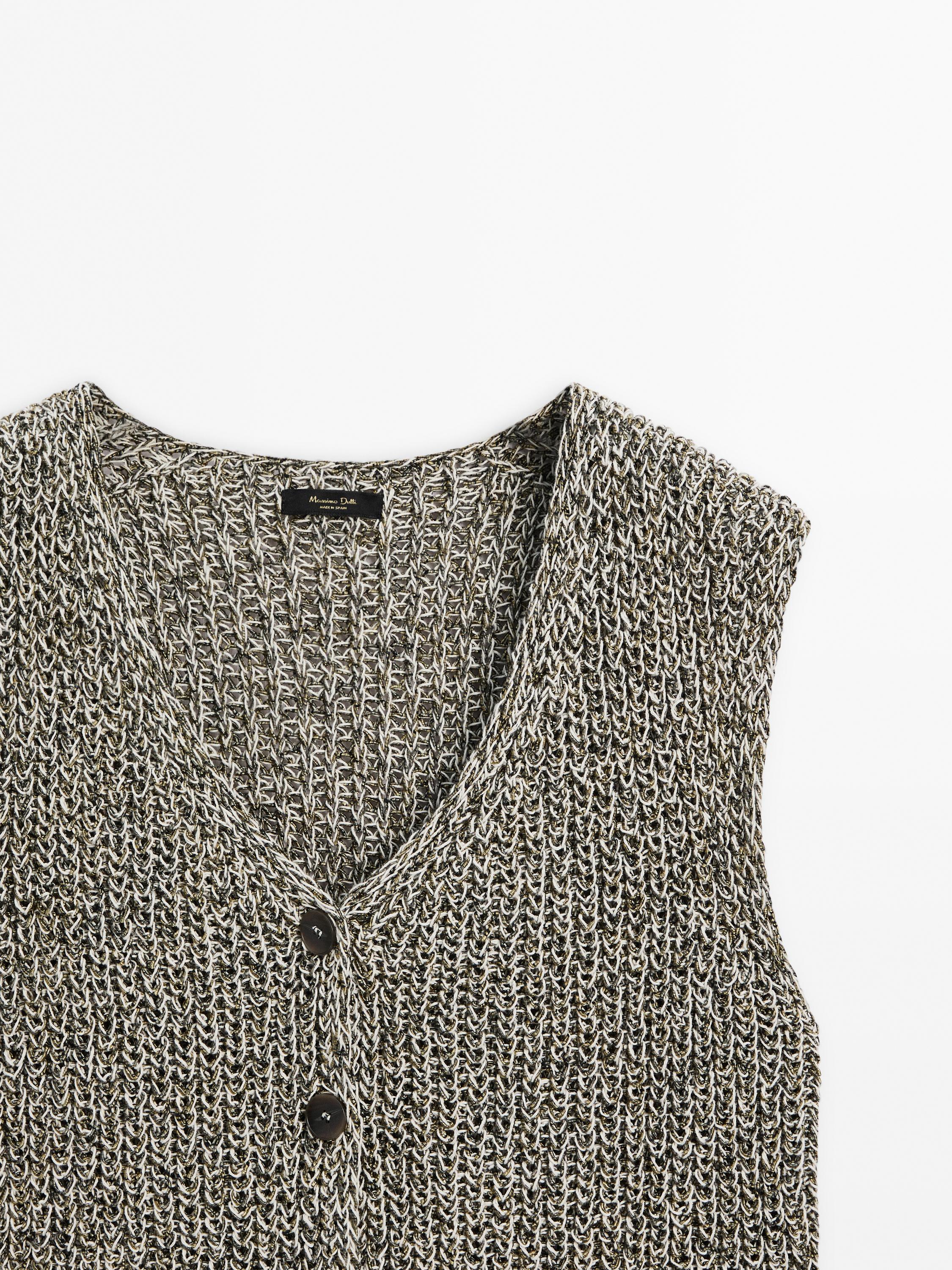 Crochet knit cotton blend vest - Mid-gray | ZARA United States Crochet knit cotton blend vest - Mid-gray | ZARA United States