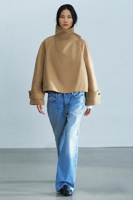 ZW COLLECTION SHORT TRENCH COAT WITH STAND COLLAR - Beige by Zara - Image 5