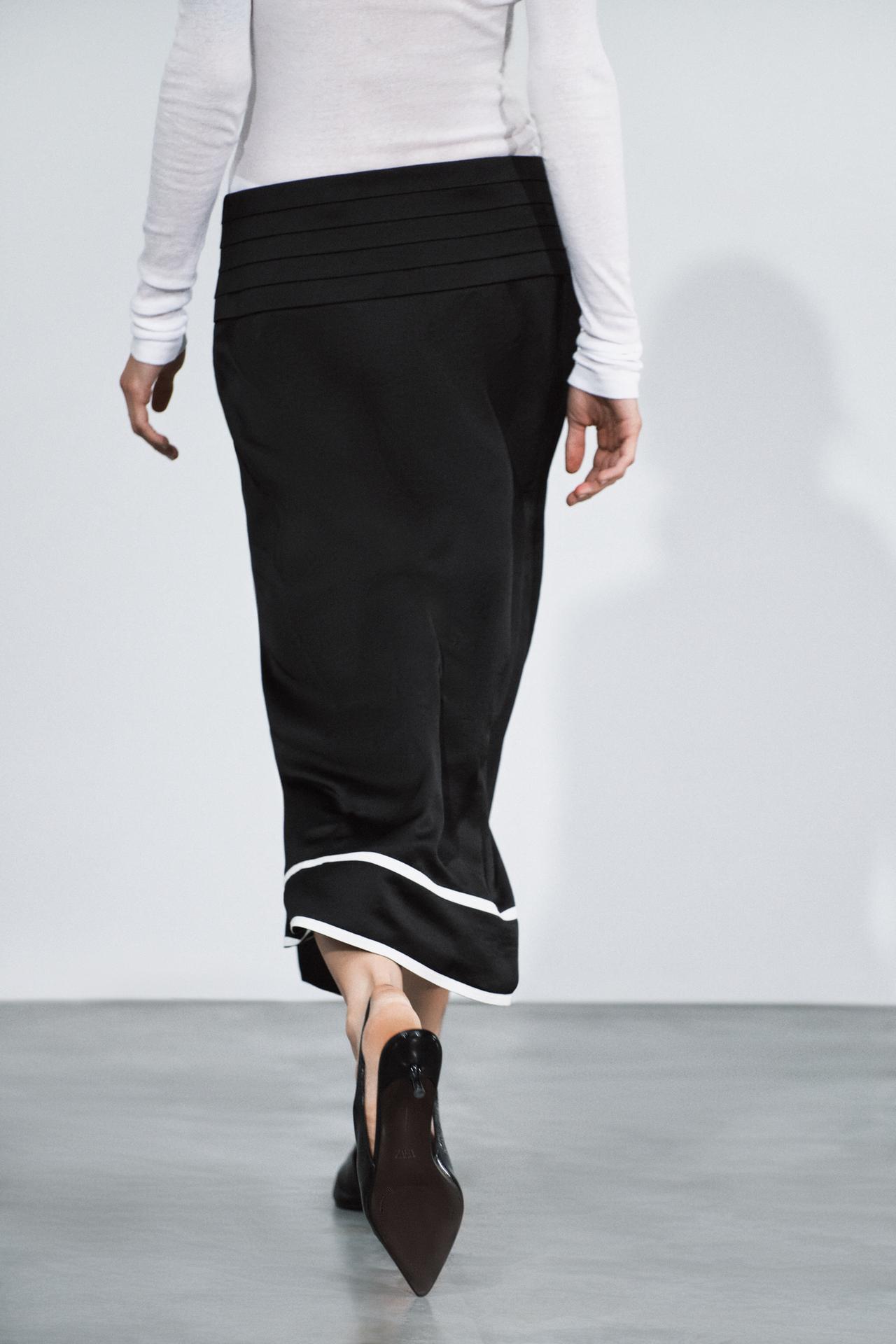 ZW COLLECTION SASH MIDI SKIRT — Black