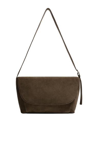 Zara LIMITED EDITION LEATHER CROSSBODY BAG - Brown