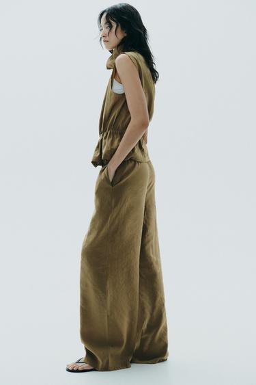 FLOWING PALAZZO TROUSERS - Dark olive by Zara - Image 2