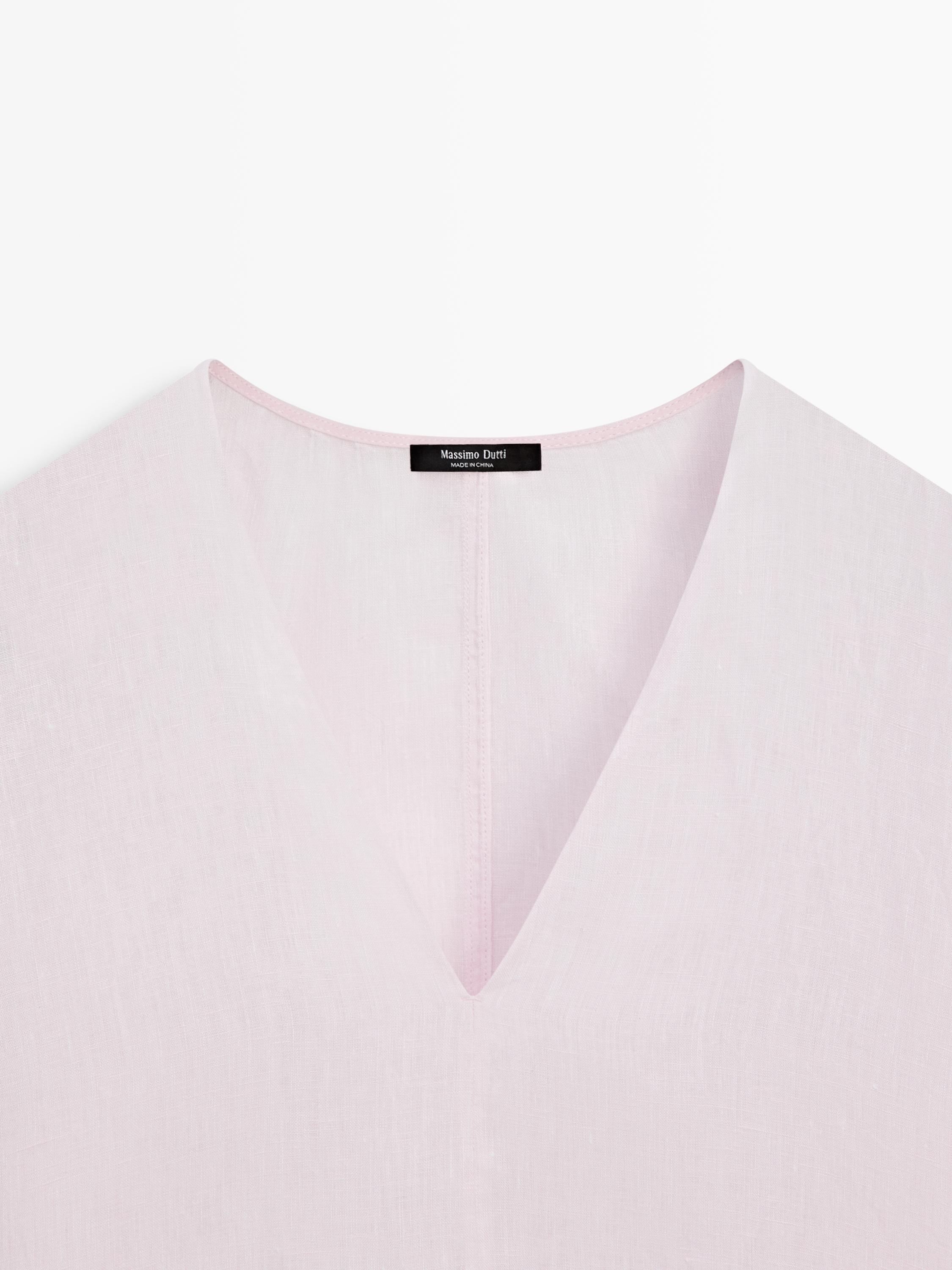 100% linen V-neck blouse