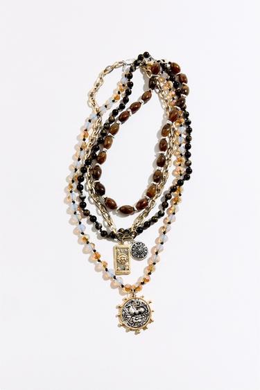 PACK 4 COLLARES ABALORIOS MONEDA - Plata de Zara