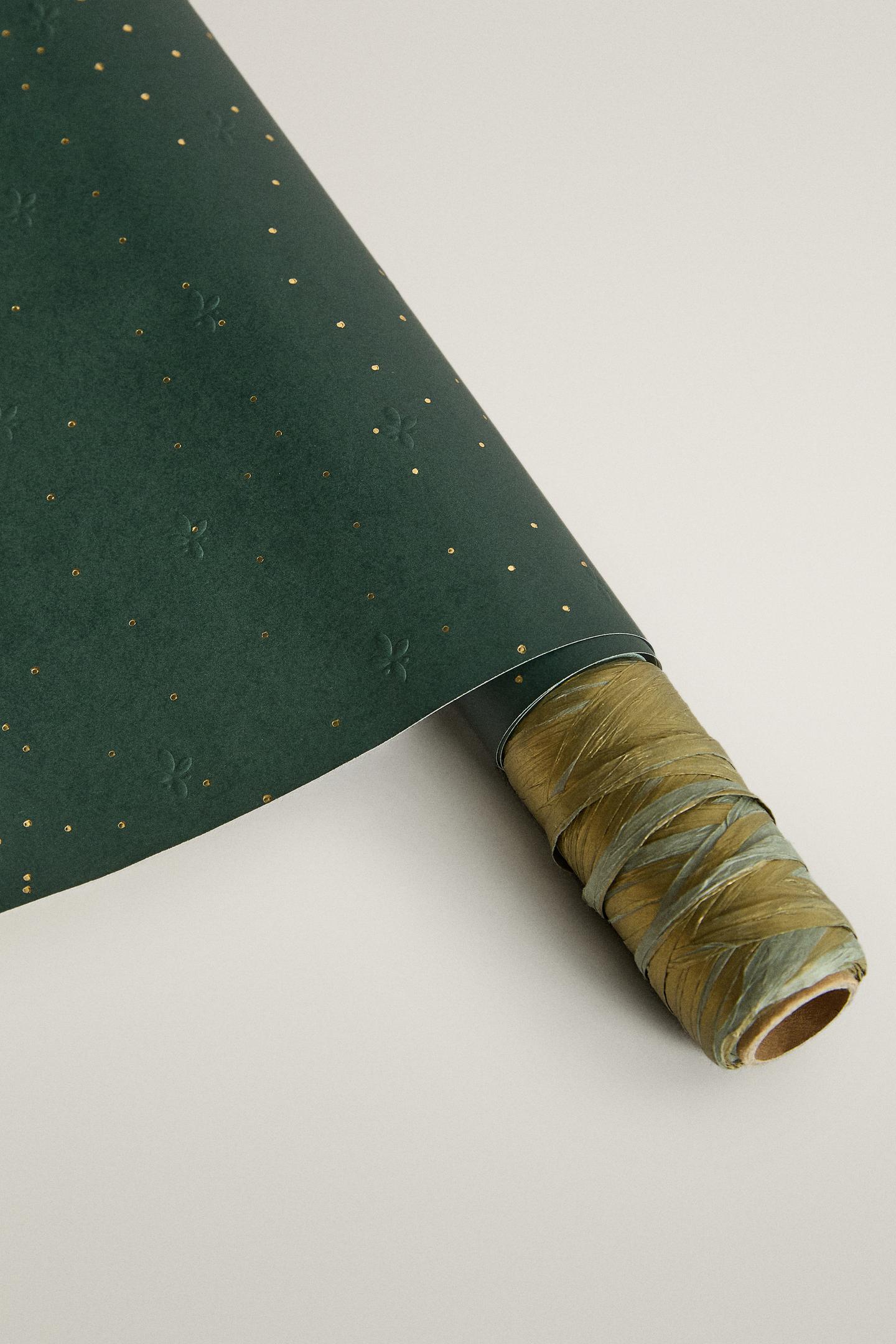 Zara Christmas Polka Dot and Star Gift Wrap, цвет: Зелёный — фото 3