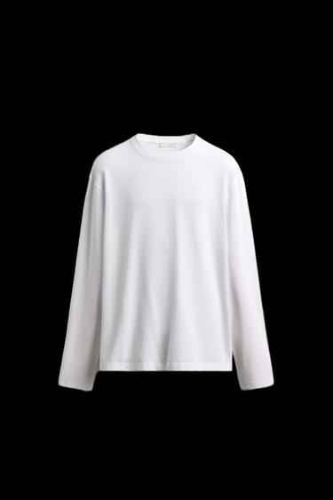 RELAXED FIT LONG SLEEVE T-SHIRT - White by Zara - Image 0