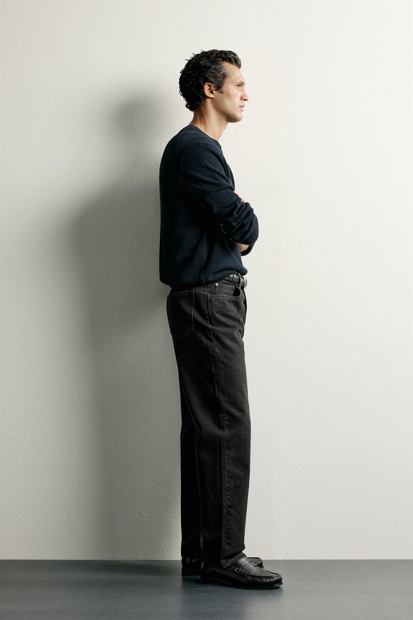 Мужские джинсы Zara Straight-Fit, цвет: Чёрный — фото 4