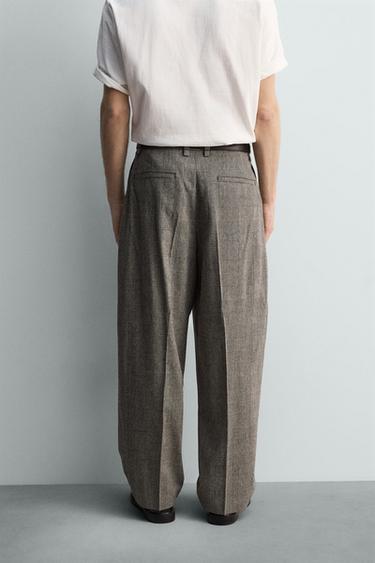 PANTALON RELAXED FIT À CARREAUX - Beige de Zara - Image 2