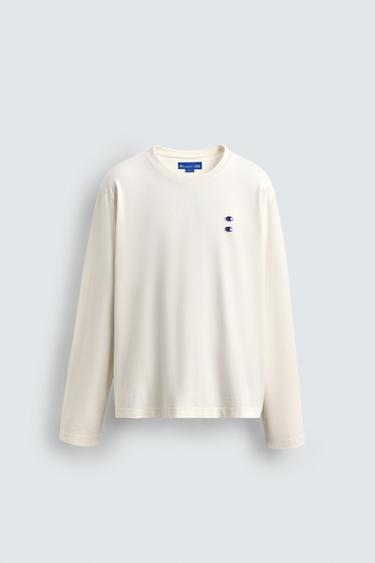 CHAMPION ® X ZARA LONG SLEEVE PATCH T-SHIRT - Oyster-white by Zara
