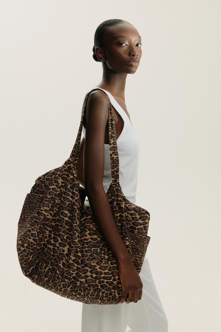 ANIMAL PRINT COTTON MAXI BAG Leopard ZARA United Kingdom