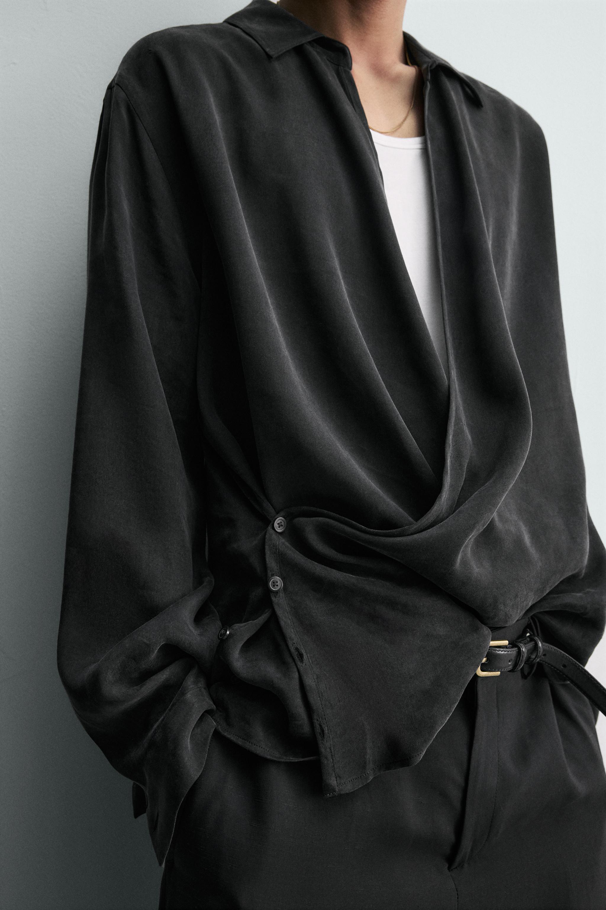FLOWY WRAP SHIRT
