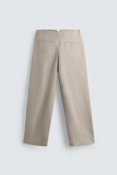COTTON AND LINEN PLEATED TROUSERS - Sand by Zara - Image 5