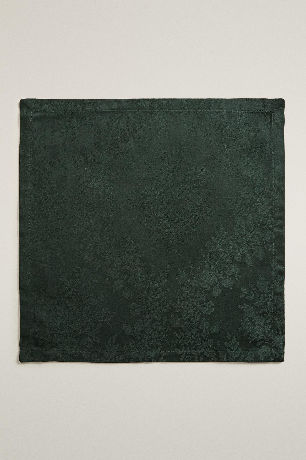 CHRISTMAS JACQUARD COTTON NAPKINS (SET OF 2) — Green
