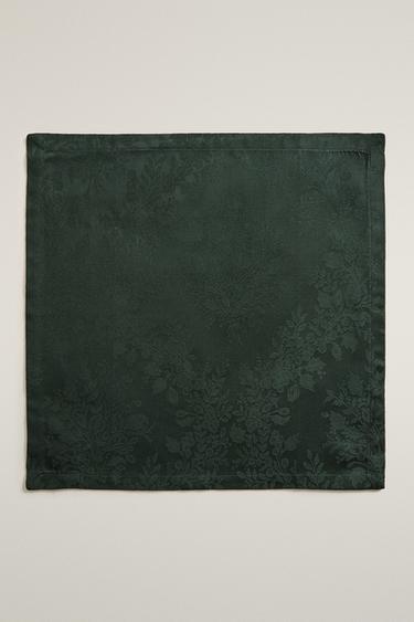 CHRISTMAS JACQUARD COTTON NAPKINS (SET OF 2) — Green 2