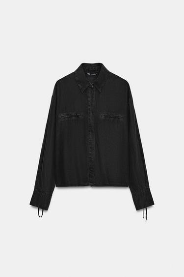 CAMISA BOLSILLOS - Azul de Zara