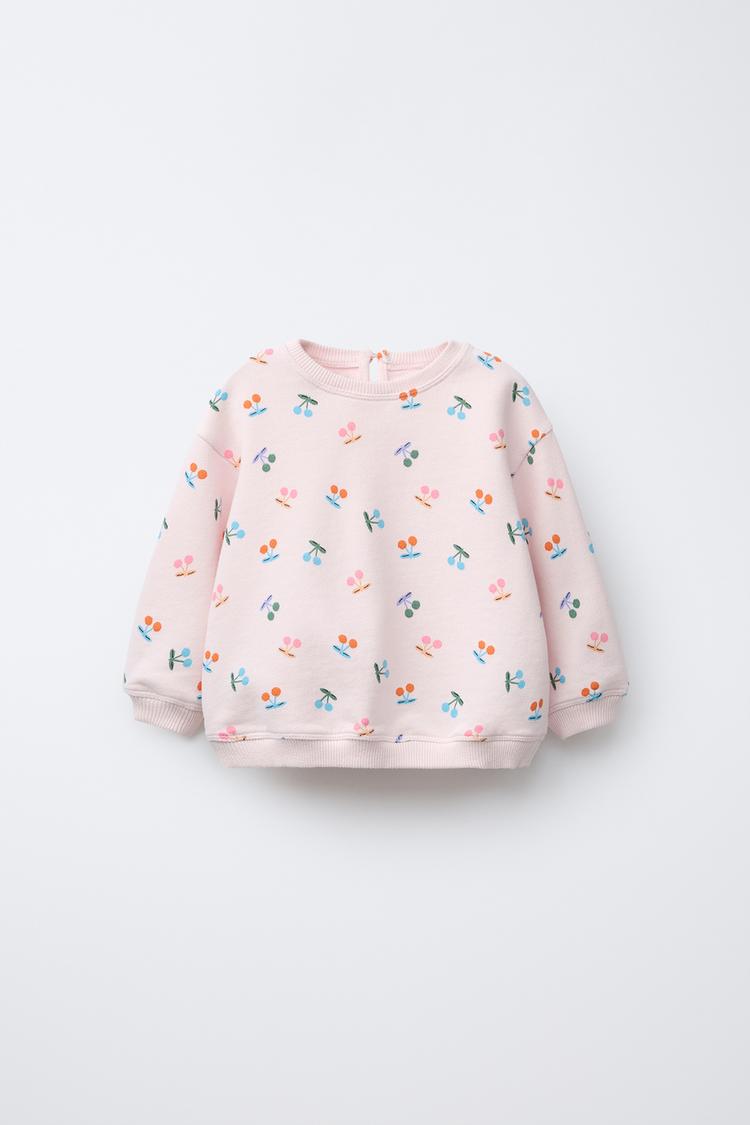 チェリープリントスウェットシャツ - ピンク | ZARA Japan / 日本 