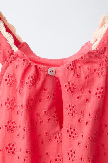 EMBROIDERED SHIFFLY LACE DRESS - Coral by Zara - Image 2