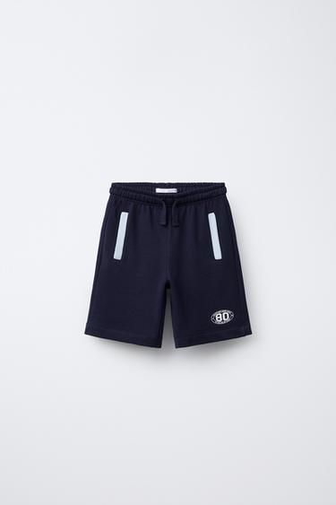 CONTRAST TRIM JOGGING BERMUDA SHORTS - Navy blue by Zara - Image 0