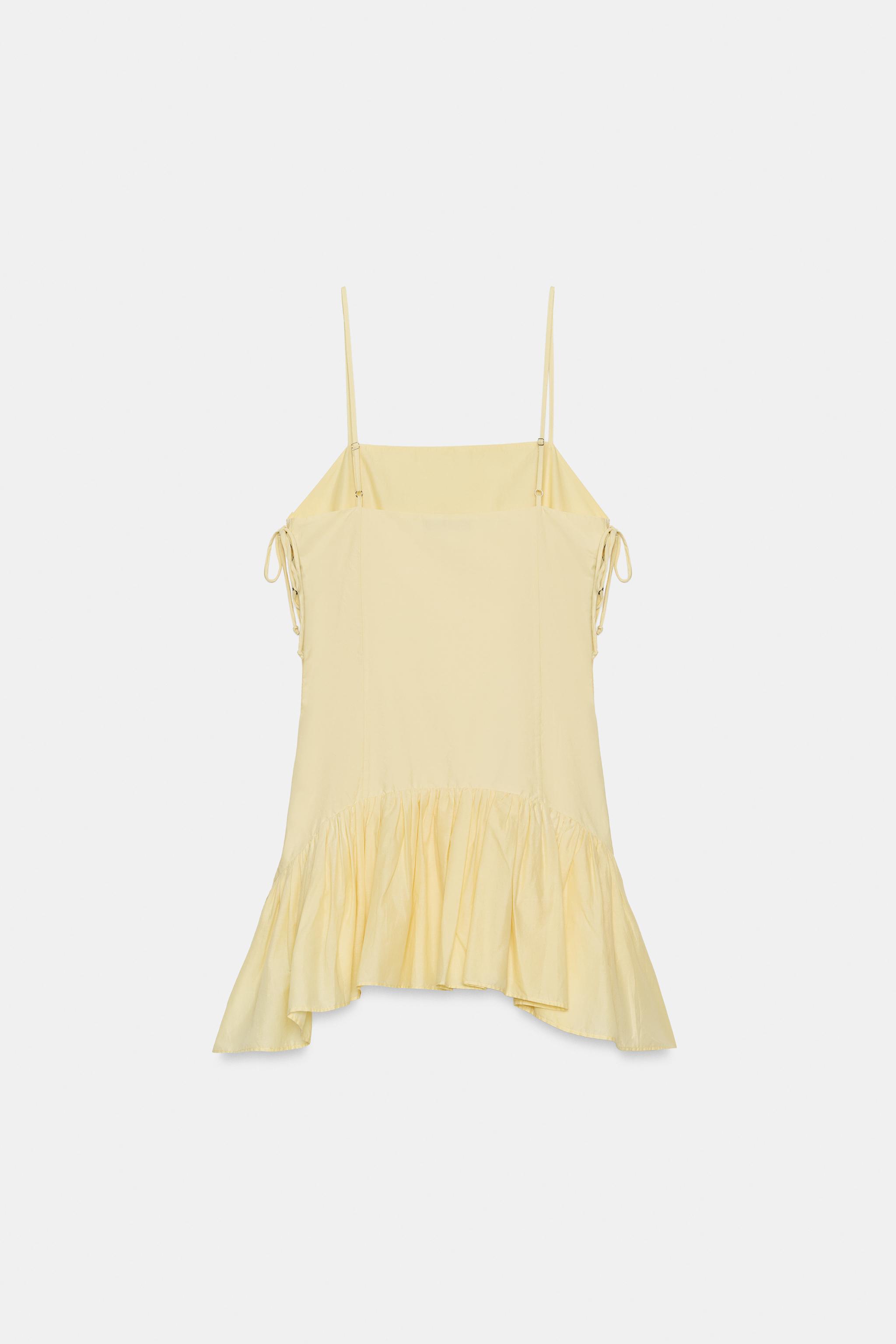 RUFFLED POPLIN DRESS WITH DRAWSTRINGS