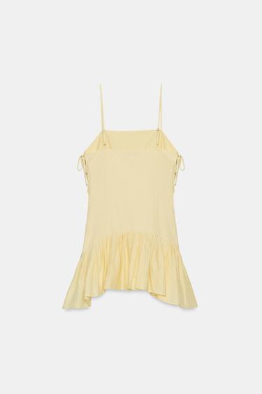 ROBE POPELINE LACETS VOLANTS - Jaune clair de Zara - Image 5