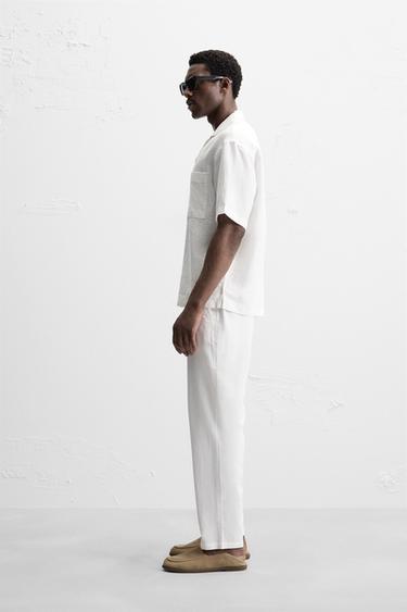 PANTALON RELAXED FIT COTON - LIN - Blanc cassé de Zara - Image 3
