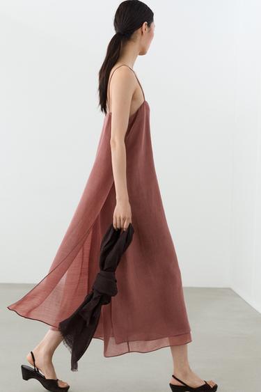 Robe midi fluide superposée - Argile de Zara