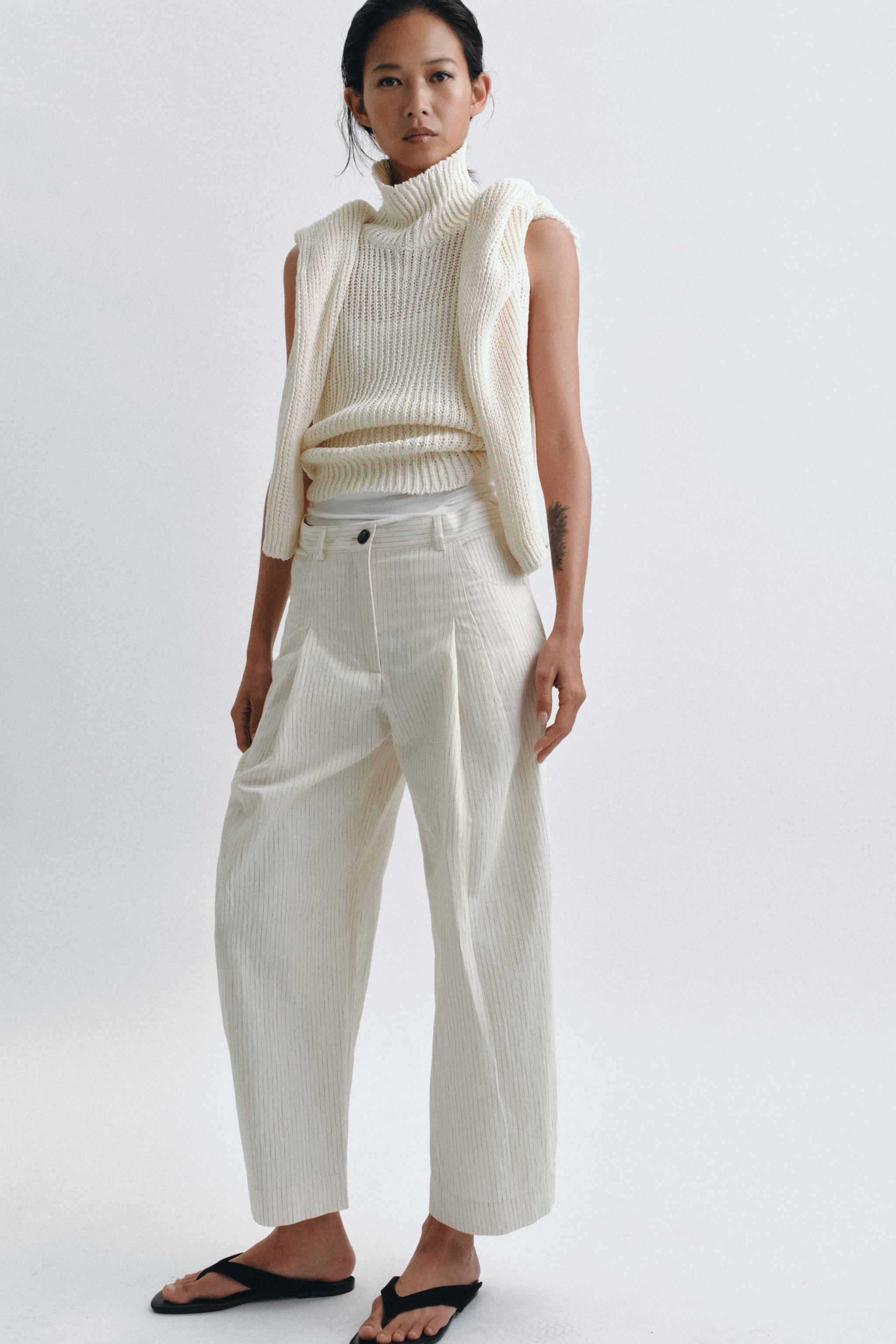 ZW COLLECTION STRIPED BARREL PANTS
