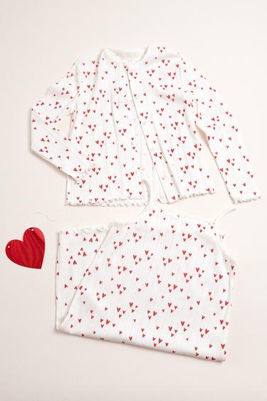 6-14 AÑOS/ CONJUNTO CAMISÓN Y CHAQUETA CORAZONES - Crudo de Zara - Imagen 0