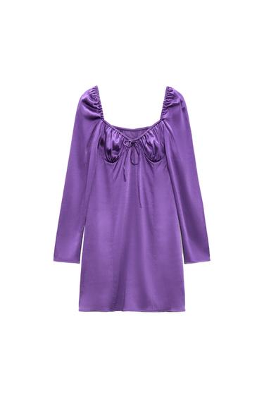 GATHERED SATIN DRESS