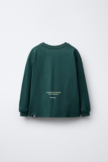 T-SHIRT À IMPRIMÉ INSCRIPTION - Vert de Zara - Image 1