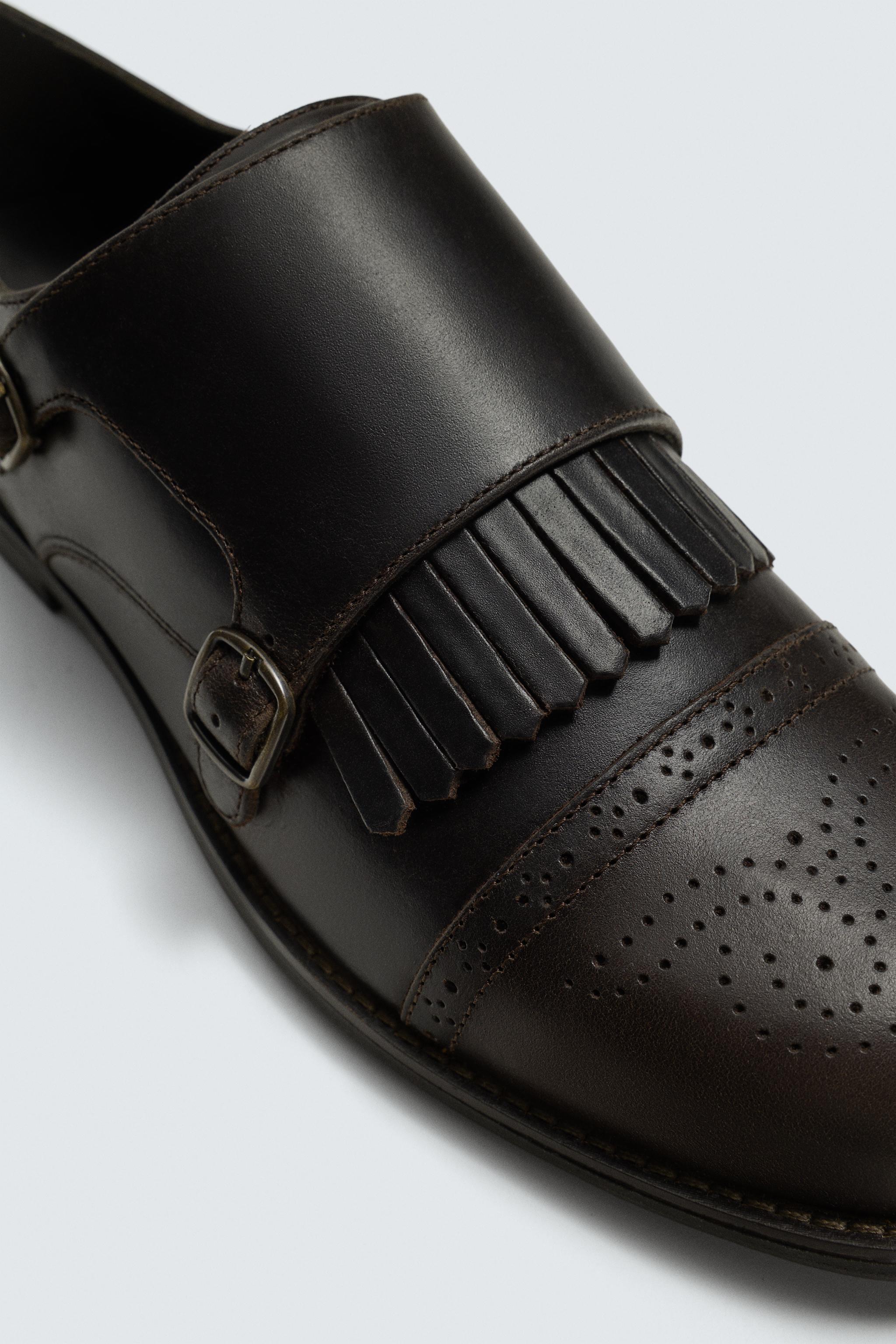 LEATHER DOUBLE BUCKLE SHOES