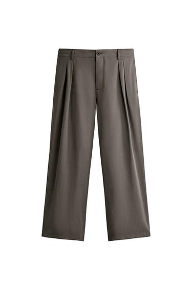 PANTALÓN RELAXED FIT TRAJE - crudo/kaki de Zara