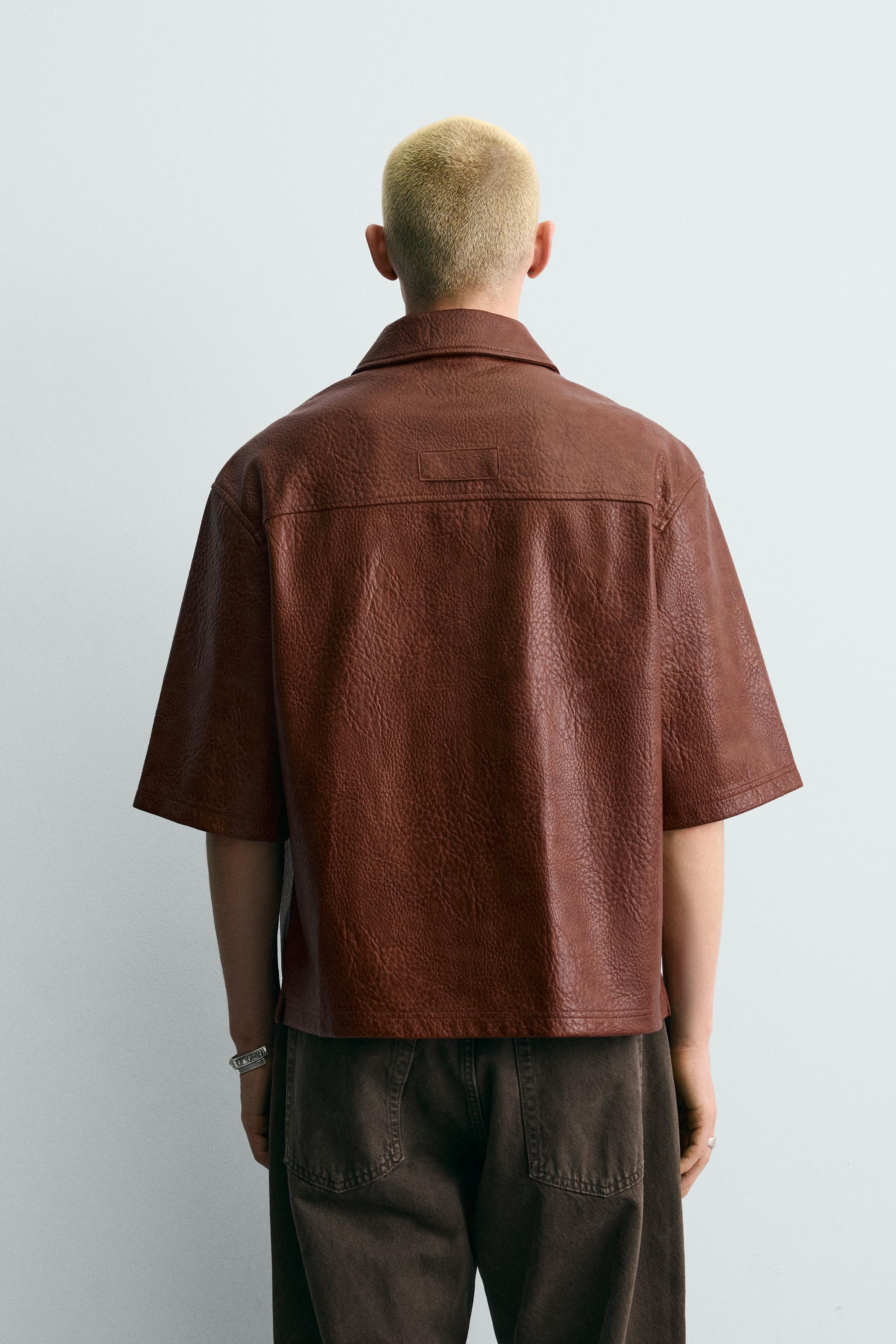 FAUX LEATHER RELAXED FIT OVERSHIRT
