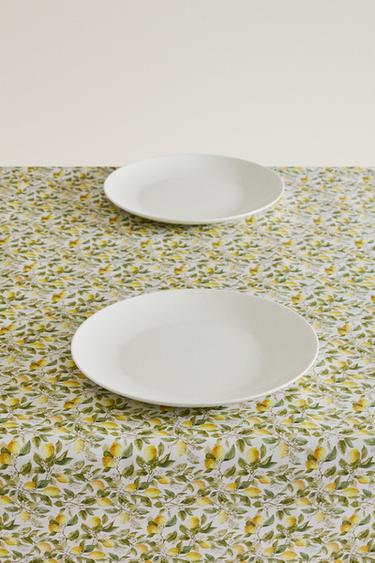 LEMON RESIN-COATED COTTON TABLECLOTH — Greens 2