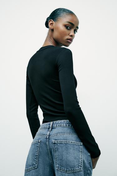 COTTON MODAL BODYSUIT - Black by Zara - Image 3