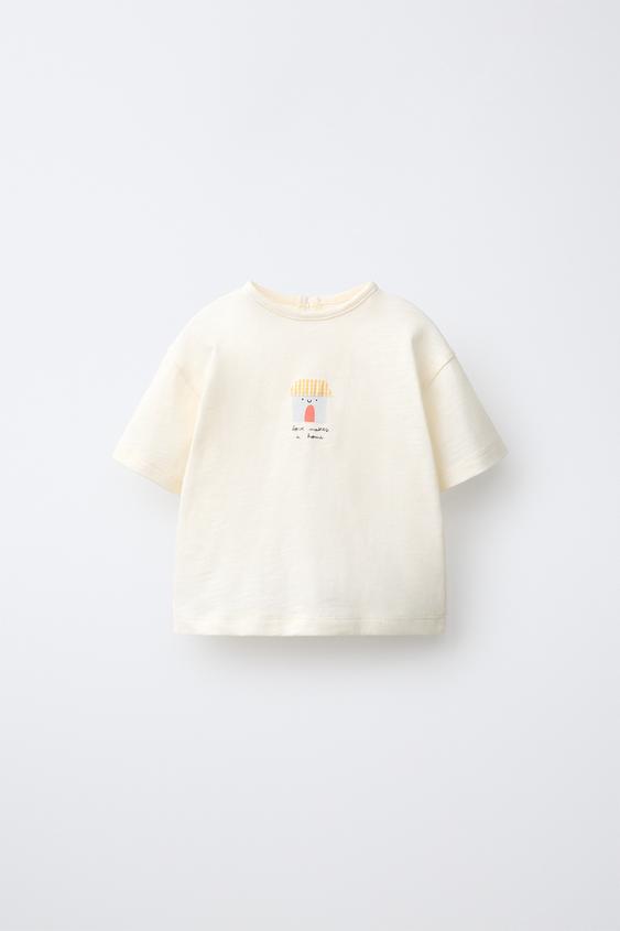 ФУТБОЛКА С ПРИНТОМ — ЖЕЛТОВАТО-БЕЛЫЙ от Zara — изображение 0