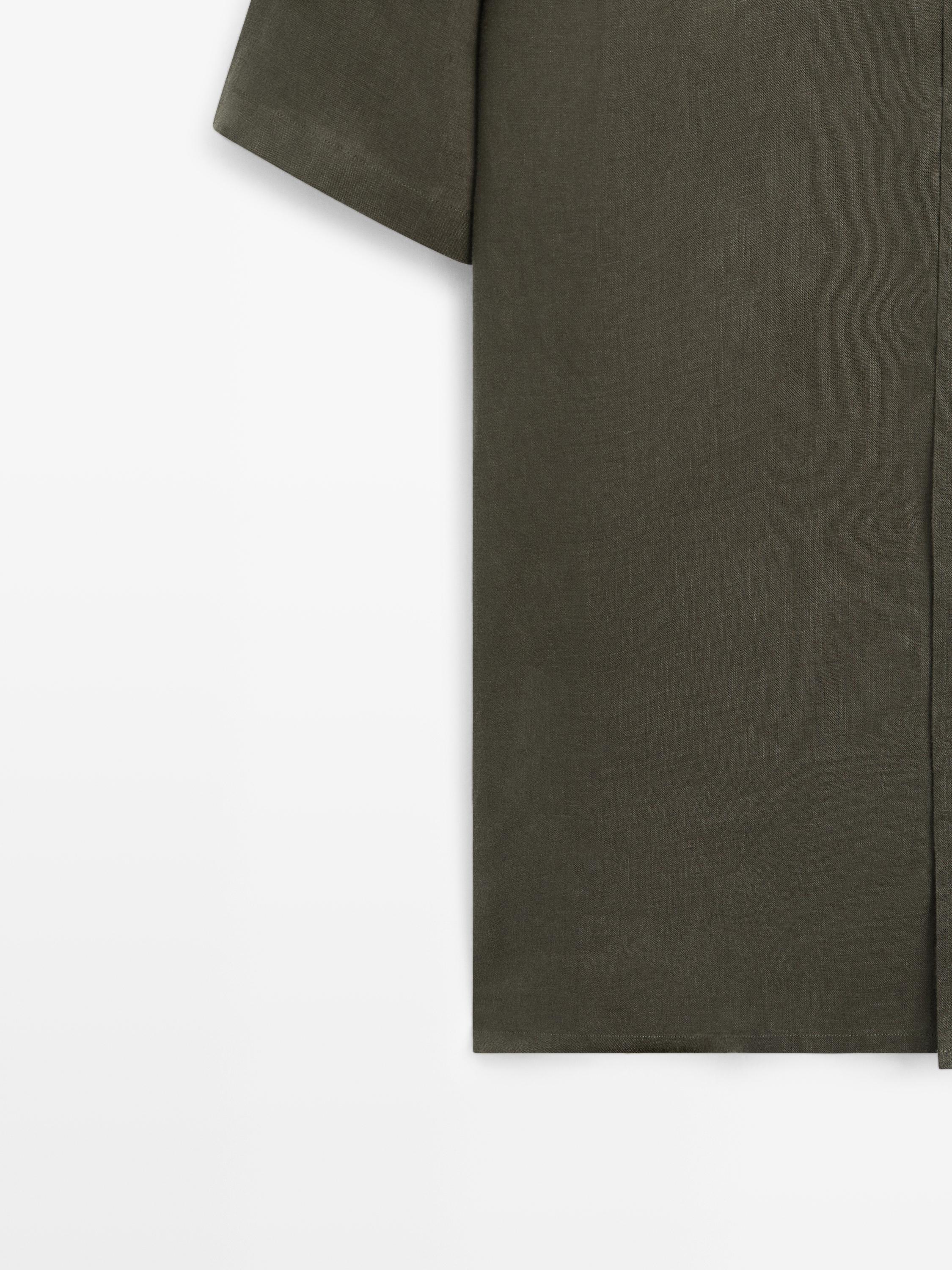 Regular fit short sleeve linen shirt