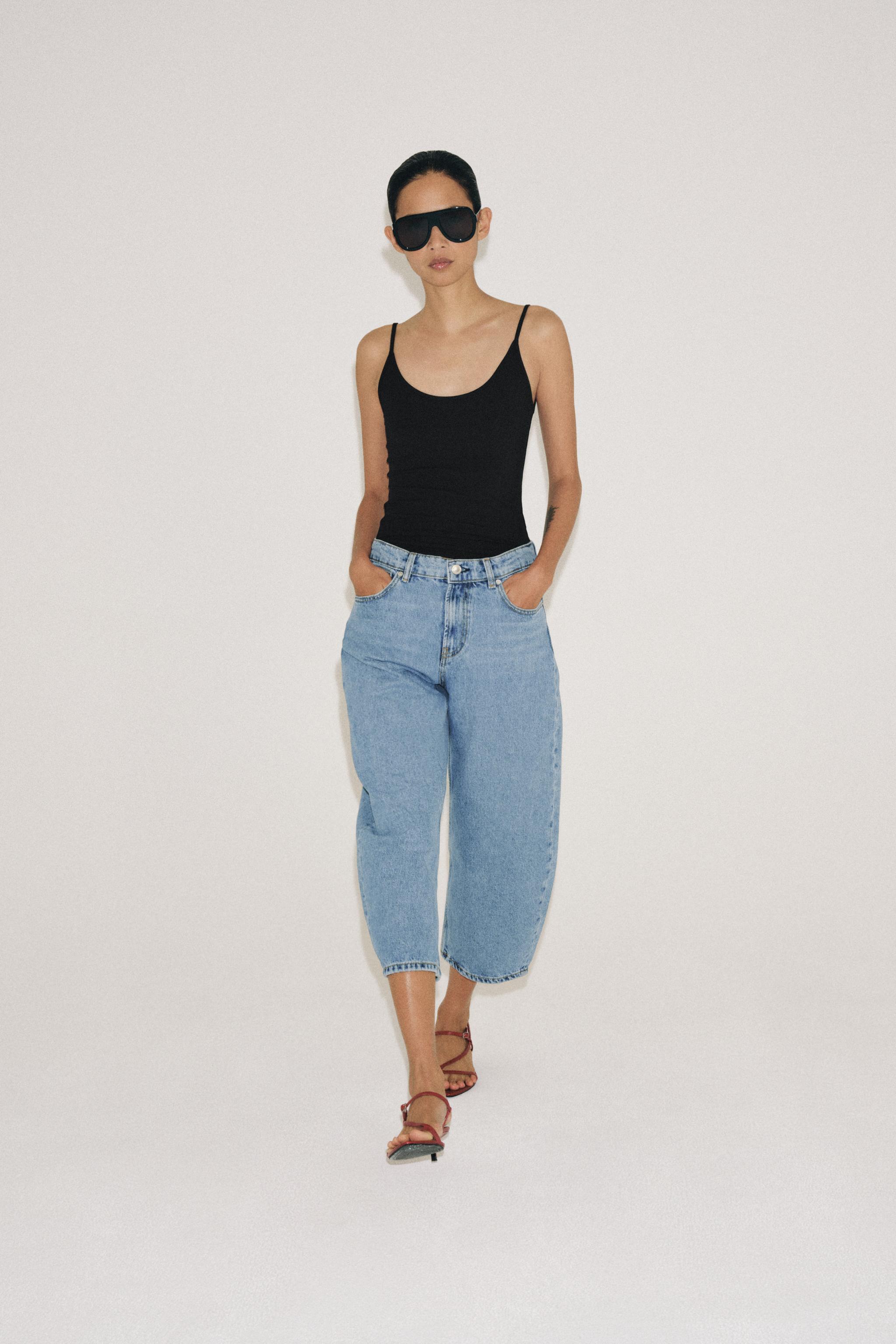 Женские джинсы Zara ZW COLLECTION MID-RISE CAPRI BALLOON JEANS