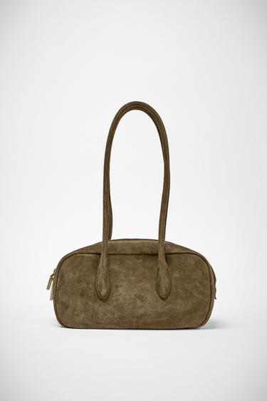BOLSO DE HOMBRO PIEL - Verde de Zara