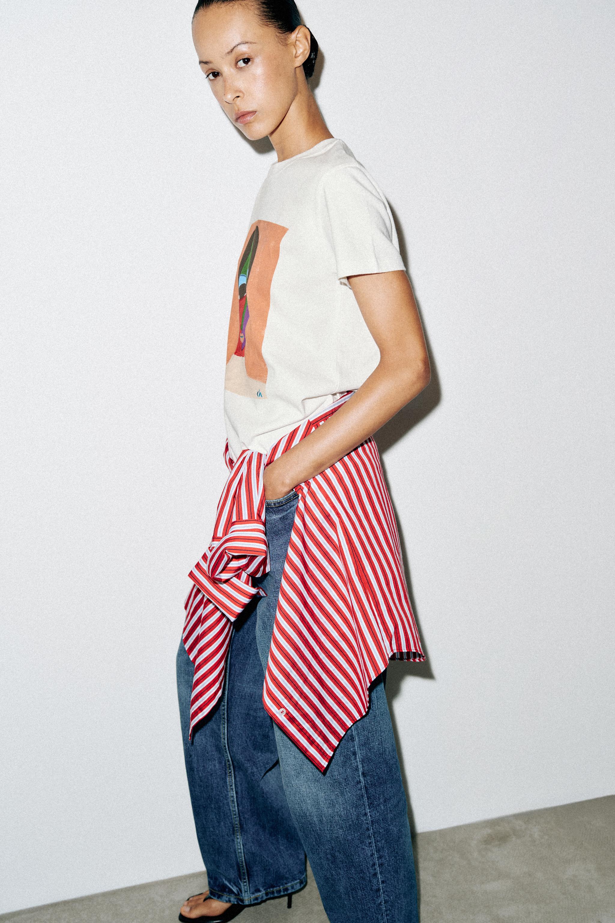 Zara CORTNEY KISA KOLLU T-SHIRT görsel 6
