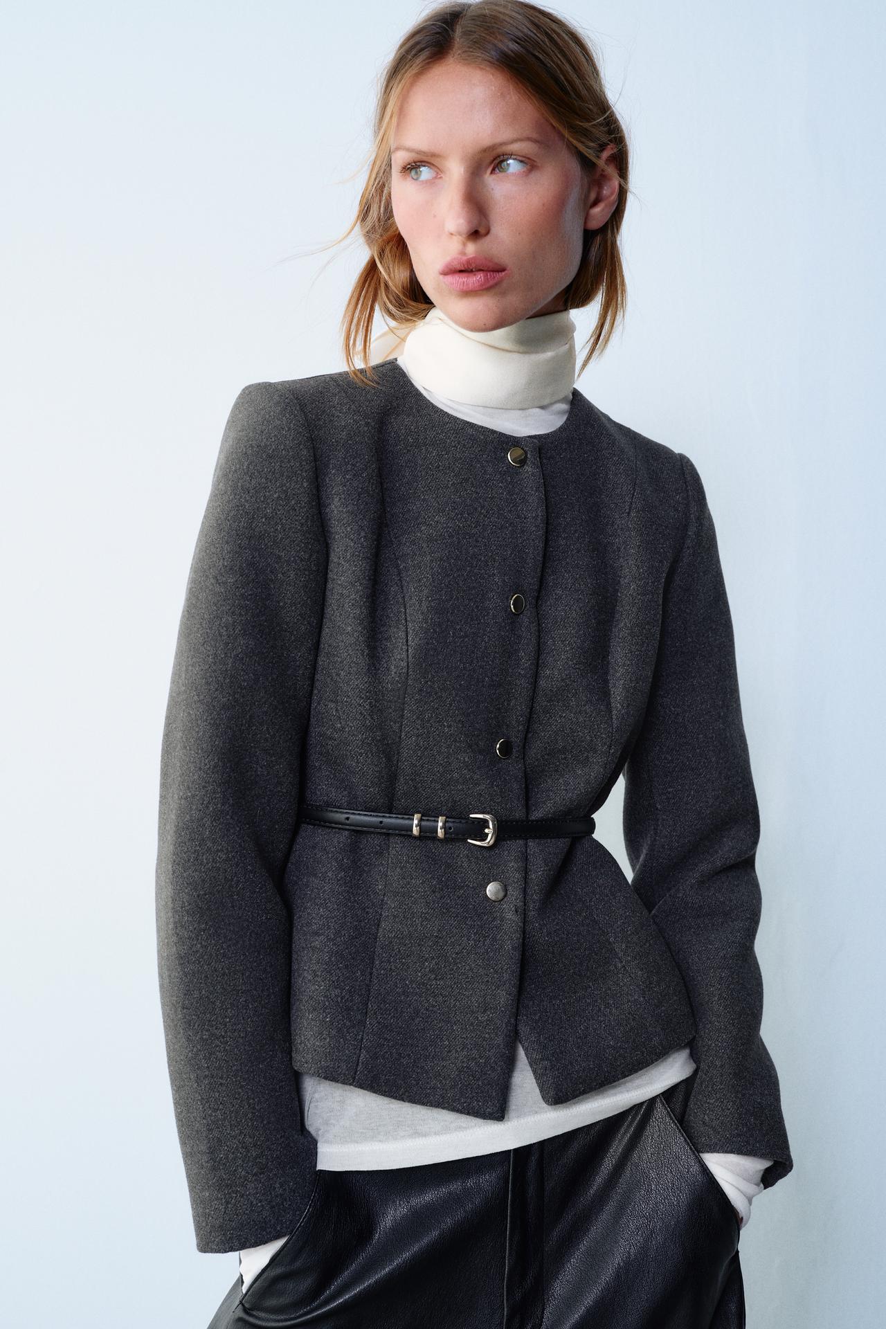 SOFT BELTED JACKET — Grey