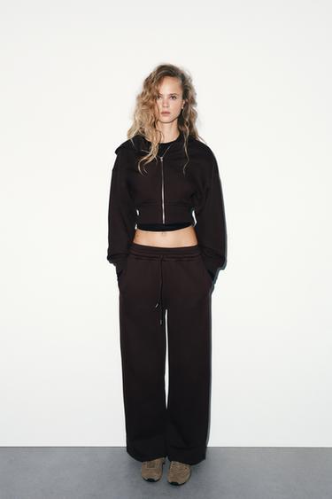 PANTALÓN RECTO FELPA - Marrón de Zara